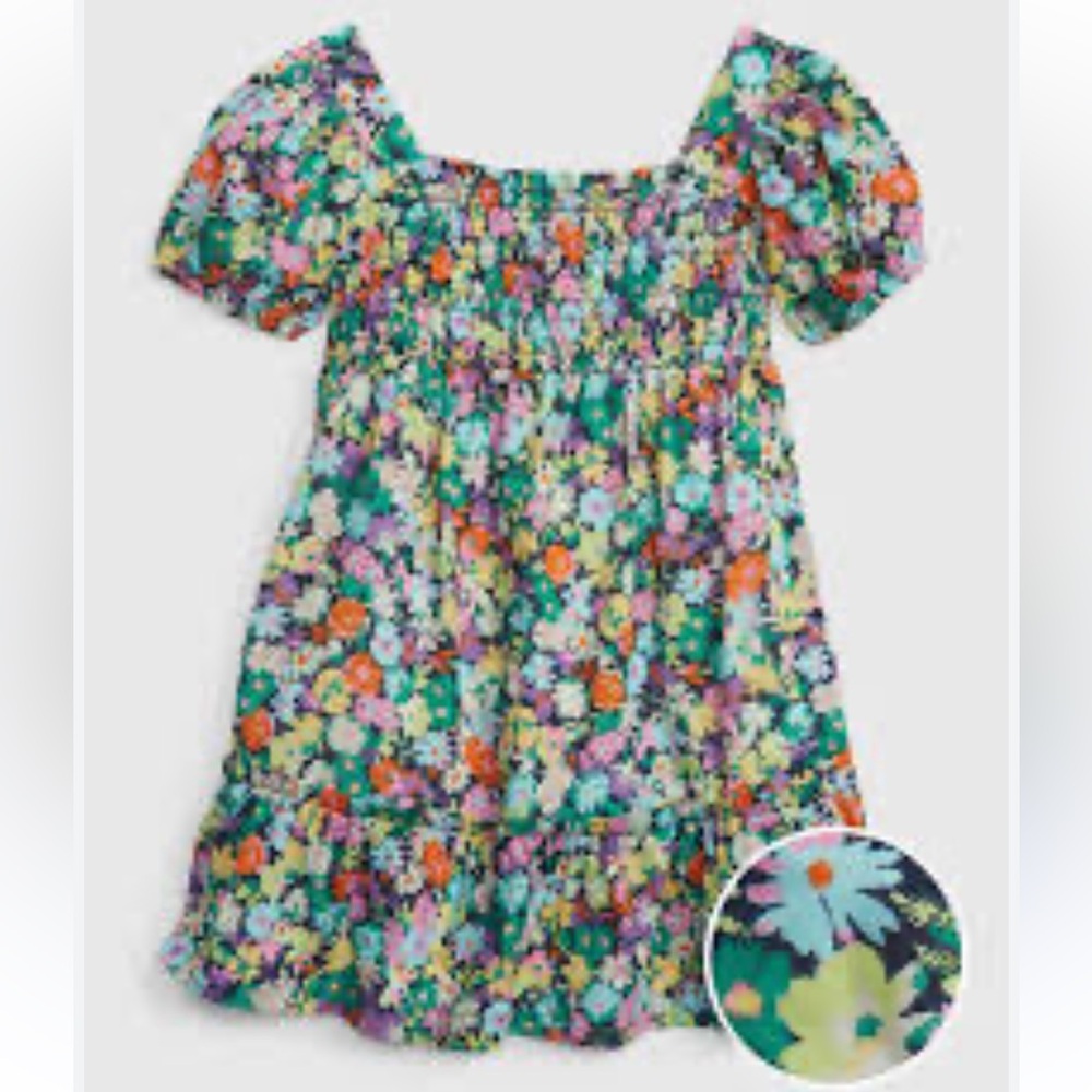 GAP Girls Floral Smocked Puff Sleeve Dress Size 8